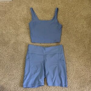 Old Navy Light Blue Activewear Set Shorts and Tank Top